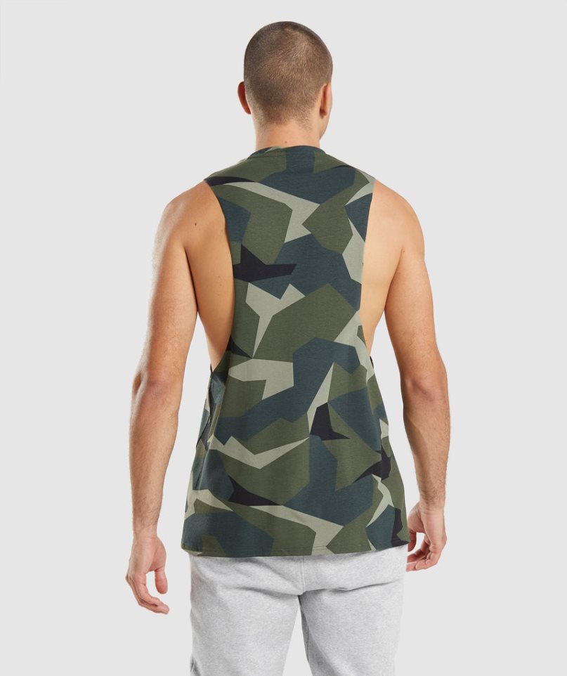 Men's Gymshark Critical Drop Arm Tanks Camo | CA D38A57